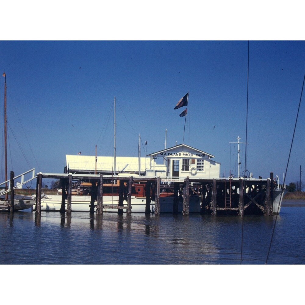 Kodak Slide 1950s Red Border Kodachrome Sea Island Yacht Yard, Chesapeake Bay
